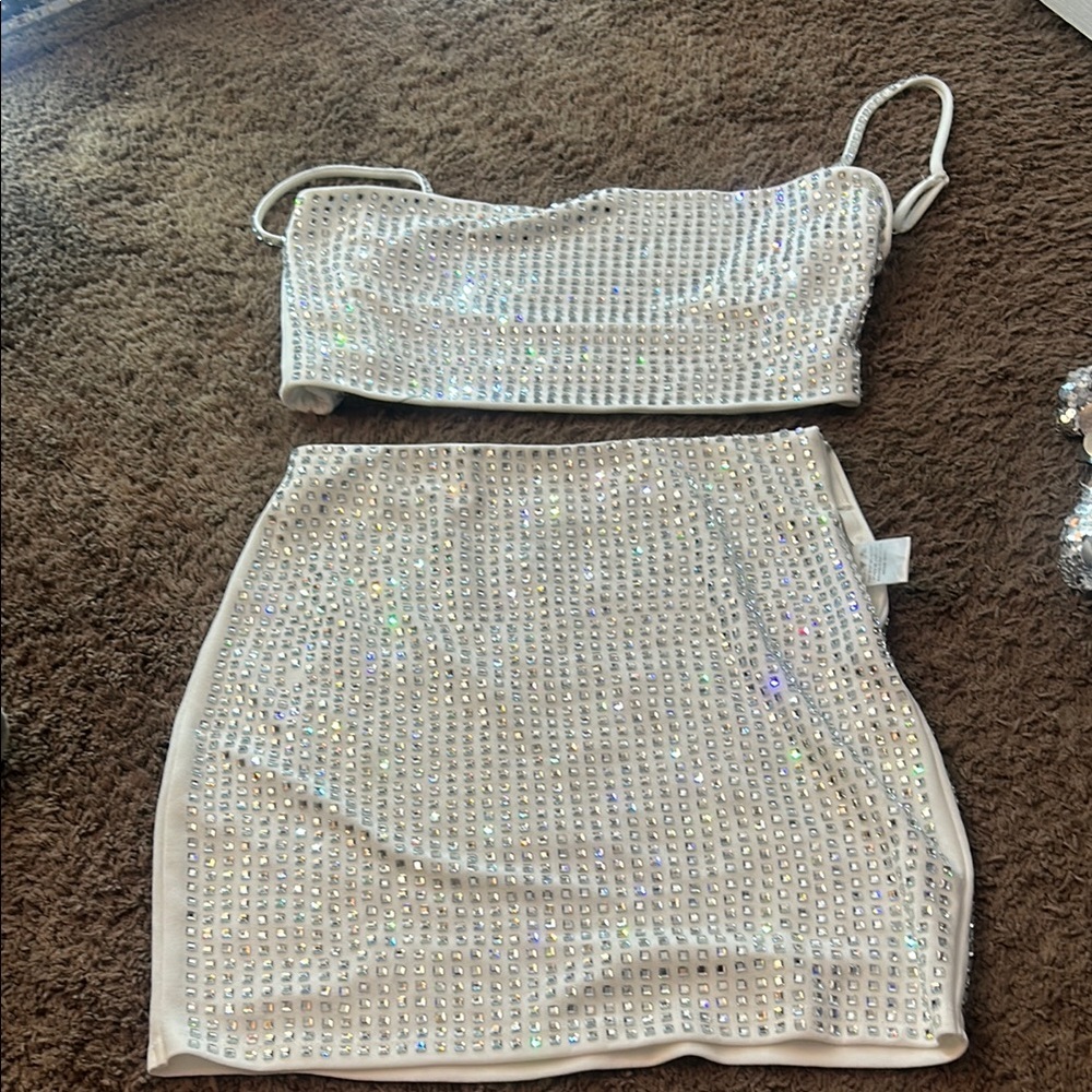 Windsor White Rhinestone Mini Dress